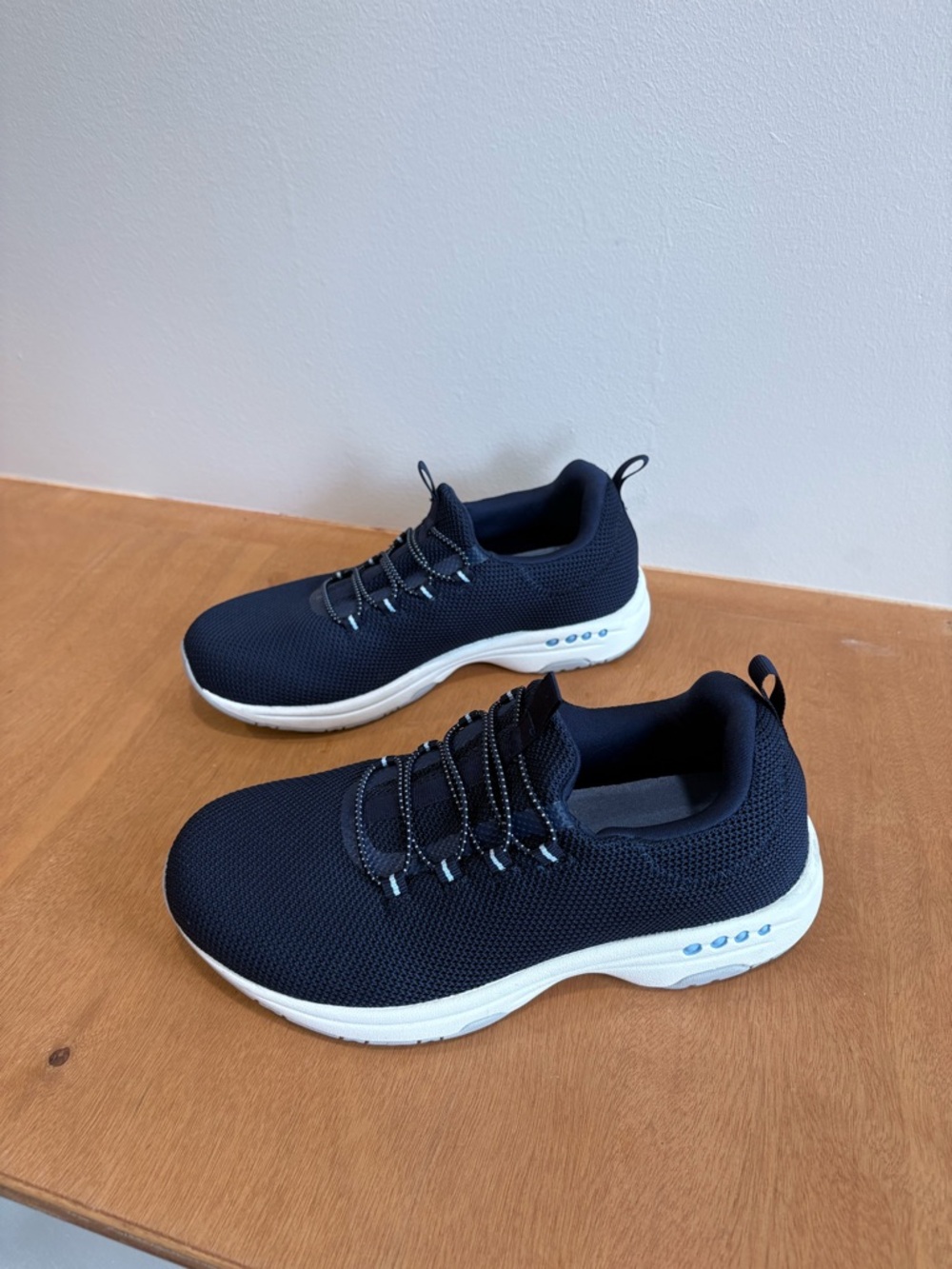 Women’s Easy Spirit Navy Knit Athletic Sneakers - Lightweight Comfort